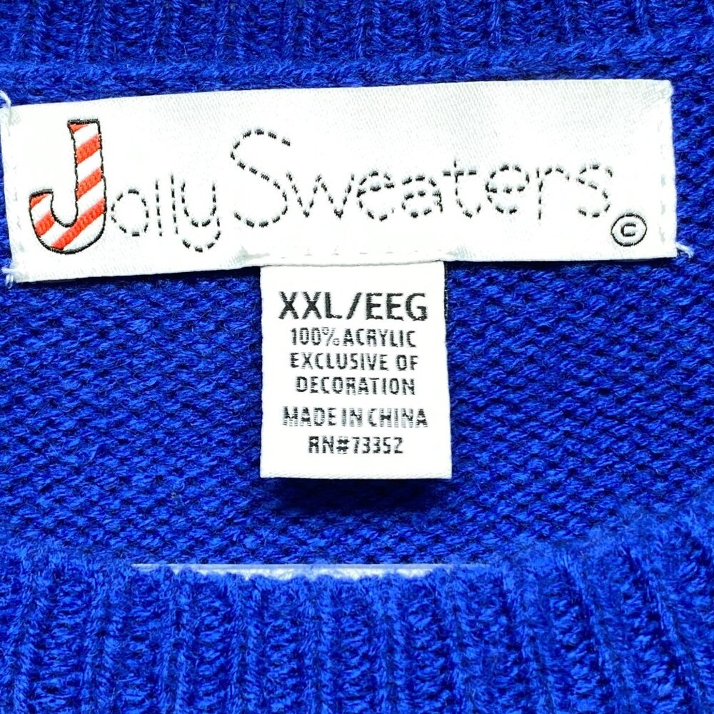 Jolly Sweaters XXL Funny Ugly Christmas Sweater Blue Snowman Beer Knit - Picture 3 of 11